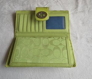 Coach Green Wallet with Card Slots